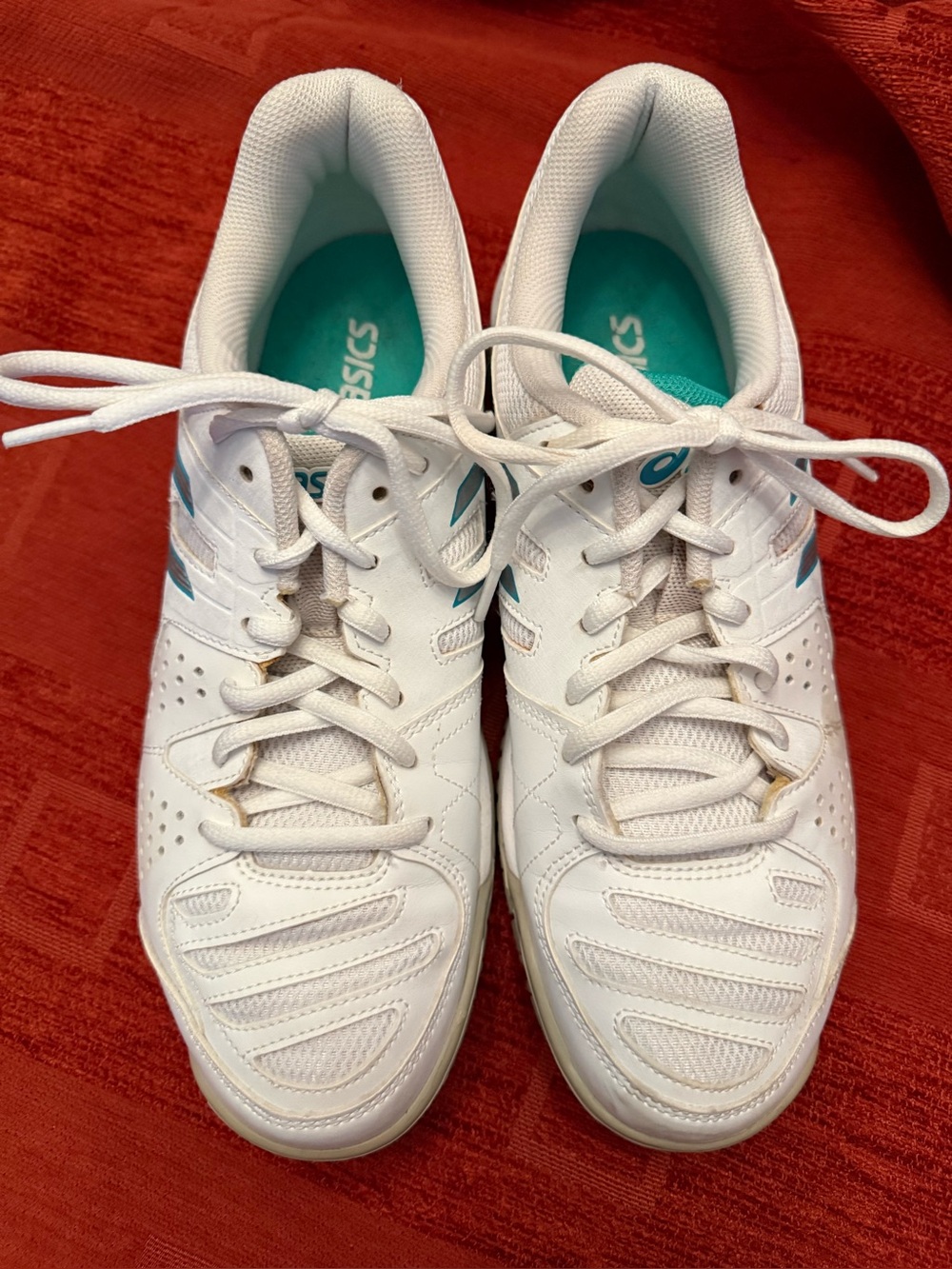 ASICS Women's Gel Dedicate White and Teal Athletic shoes Size 9  EUC